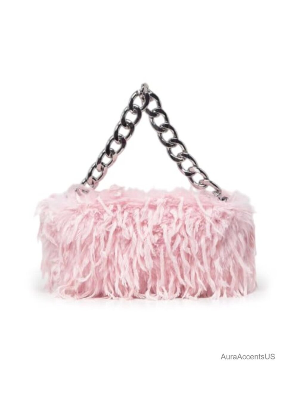 Fuzzy Feather Clutch Purse Y2K Faux Fur Chain Evening Bag